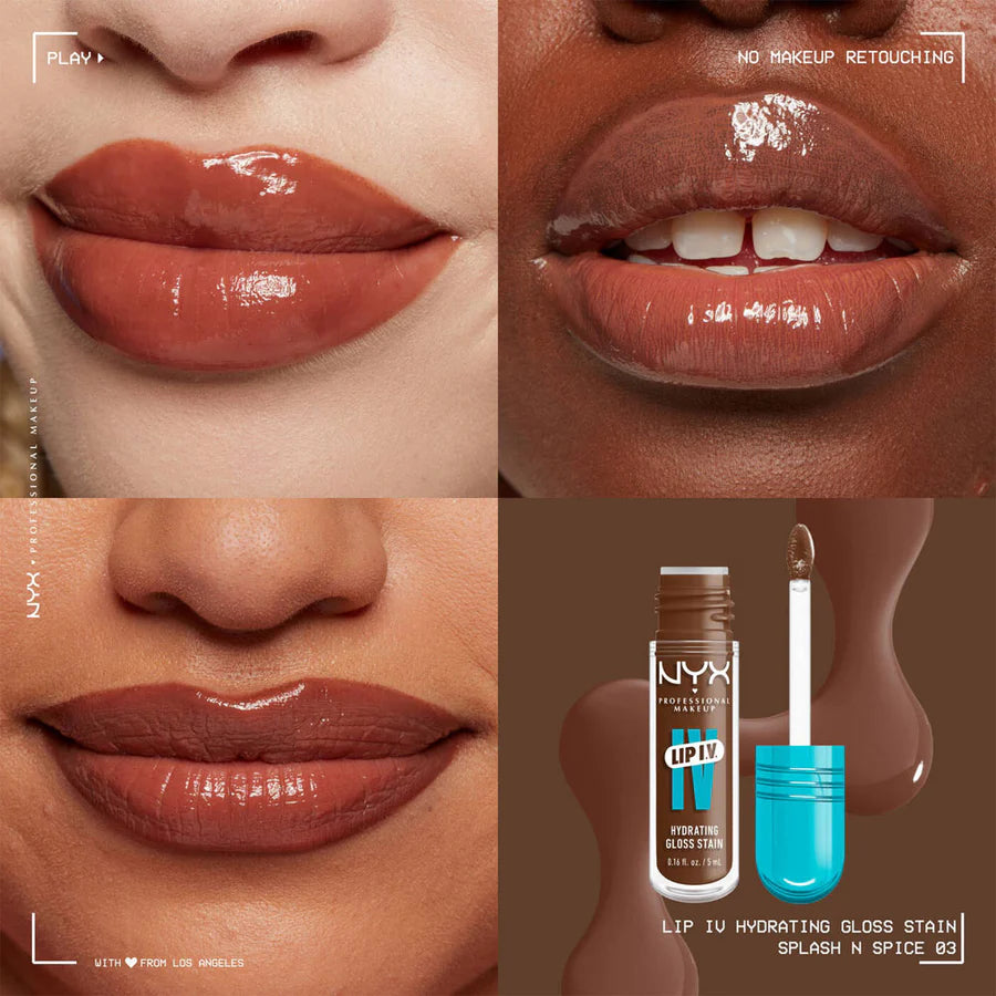 NYX- Lip I.V. Hydrating Lip Gloss Stain- 03 Splash N Spice